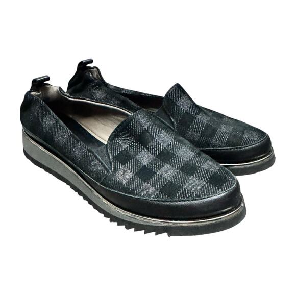 Ron White Naverina Tartan Slip-On Sneaker In Onyx Black Gray Womens US 7.5 Eu 38 - Picture 1 of 11